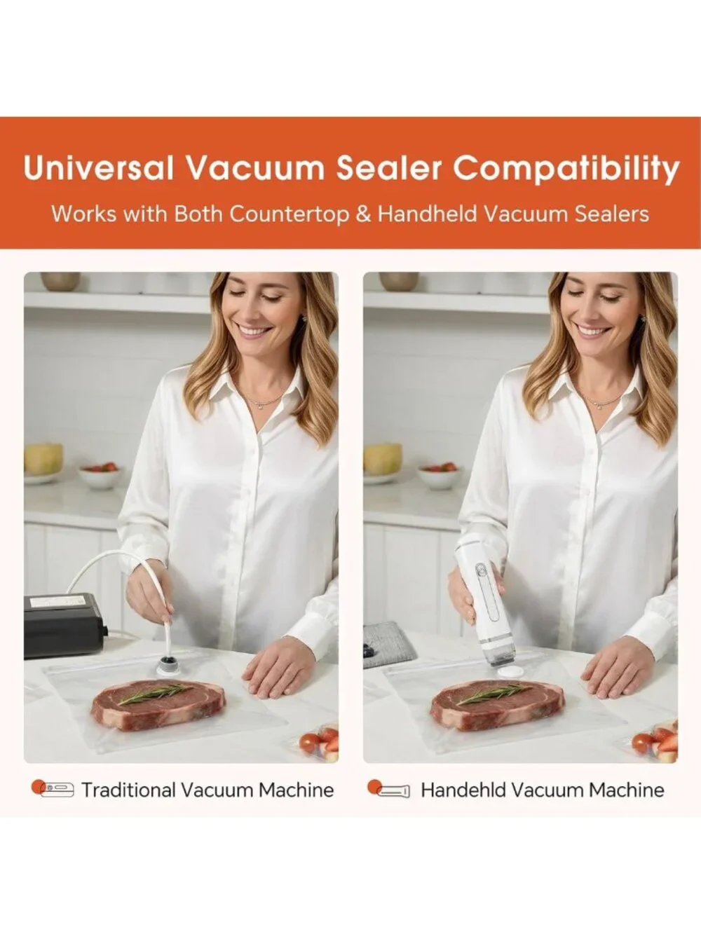 Reusable BPA-Free Vacuum Sealer Bags, 30 Pack Small for Meal Prep & Sous Vide